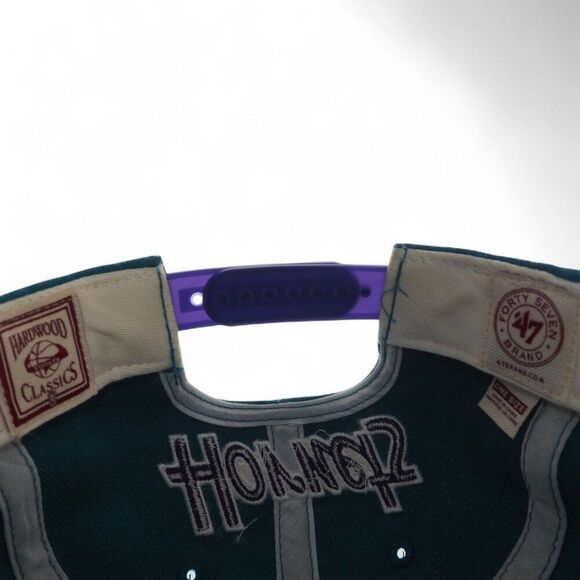 47 Brand Hardwood Classics Charlotte Hornets Snapback Hat Teal / Purple - Picture 6 of 8